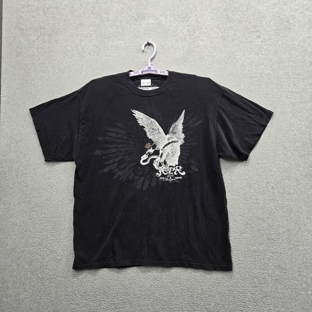 Avirex Men Shirt XL Black Graphic Eagle Grunge Y2K Tee Logo Short Sleeve